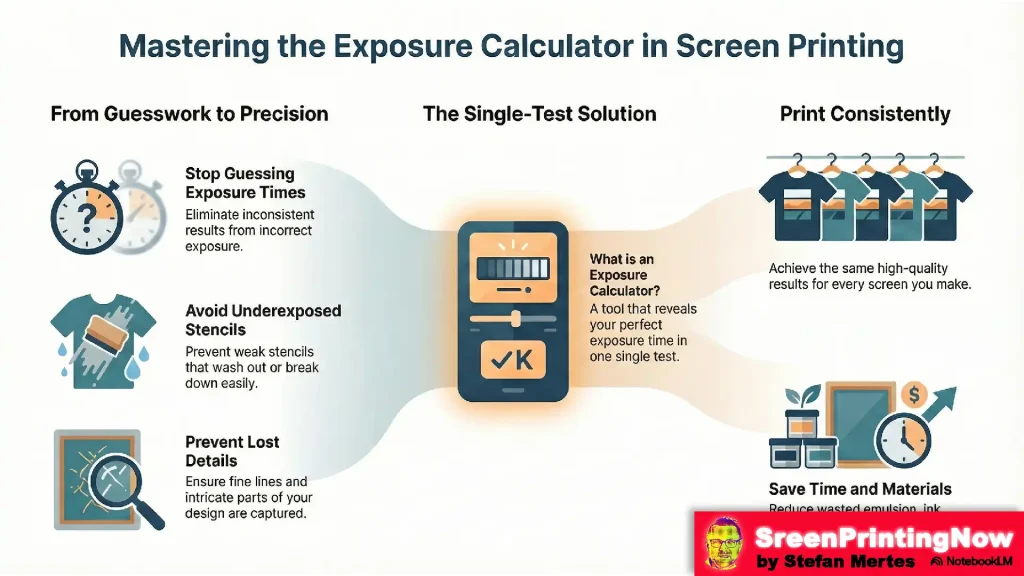 Mastering the Exposure Calculator in Screen Printing infographic
