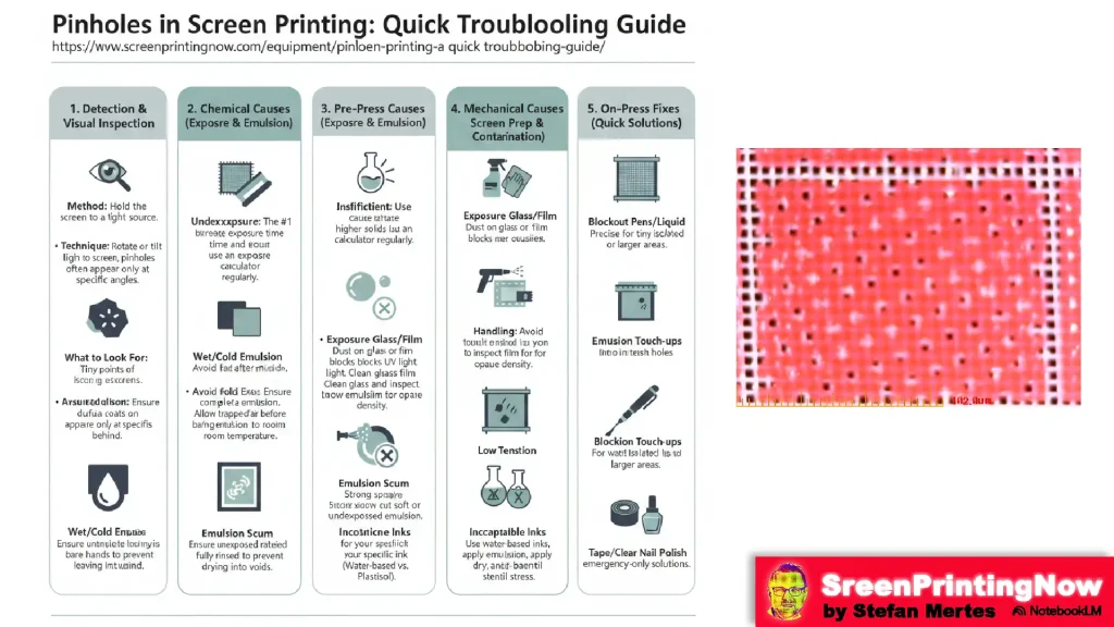 Pinholes in Screen Printing A Quick Troubleshooting Guide infographic