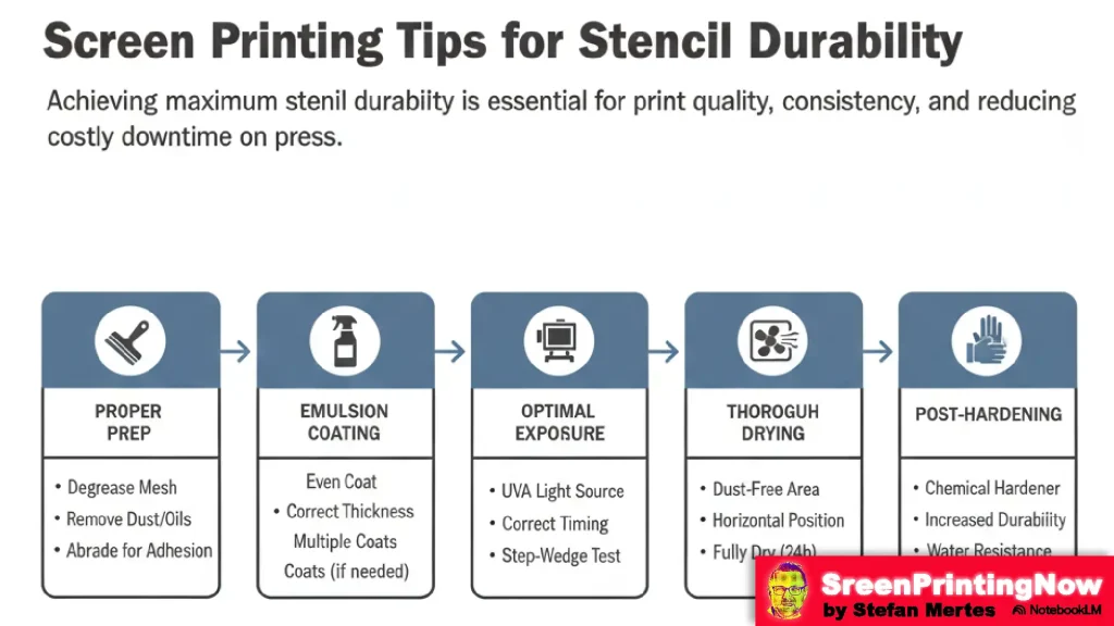 Screen Printing Tips for Stencil Durability infographic