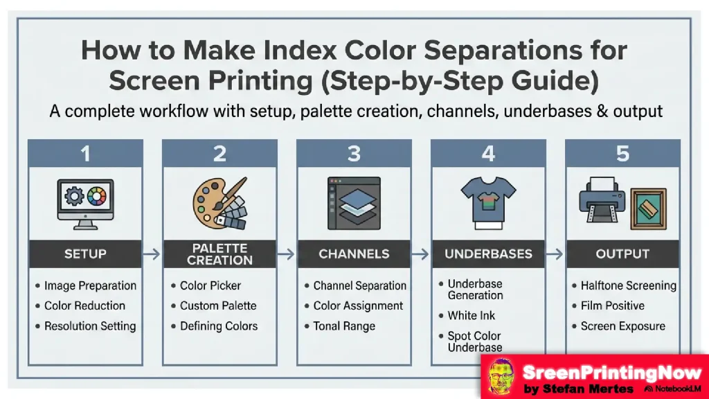 How to Make Index Color Separations for Screen Printing infographic